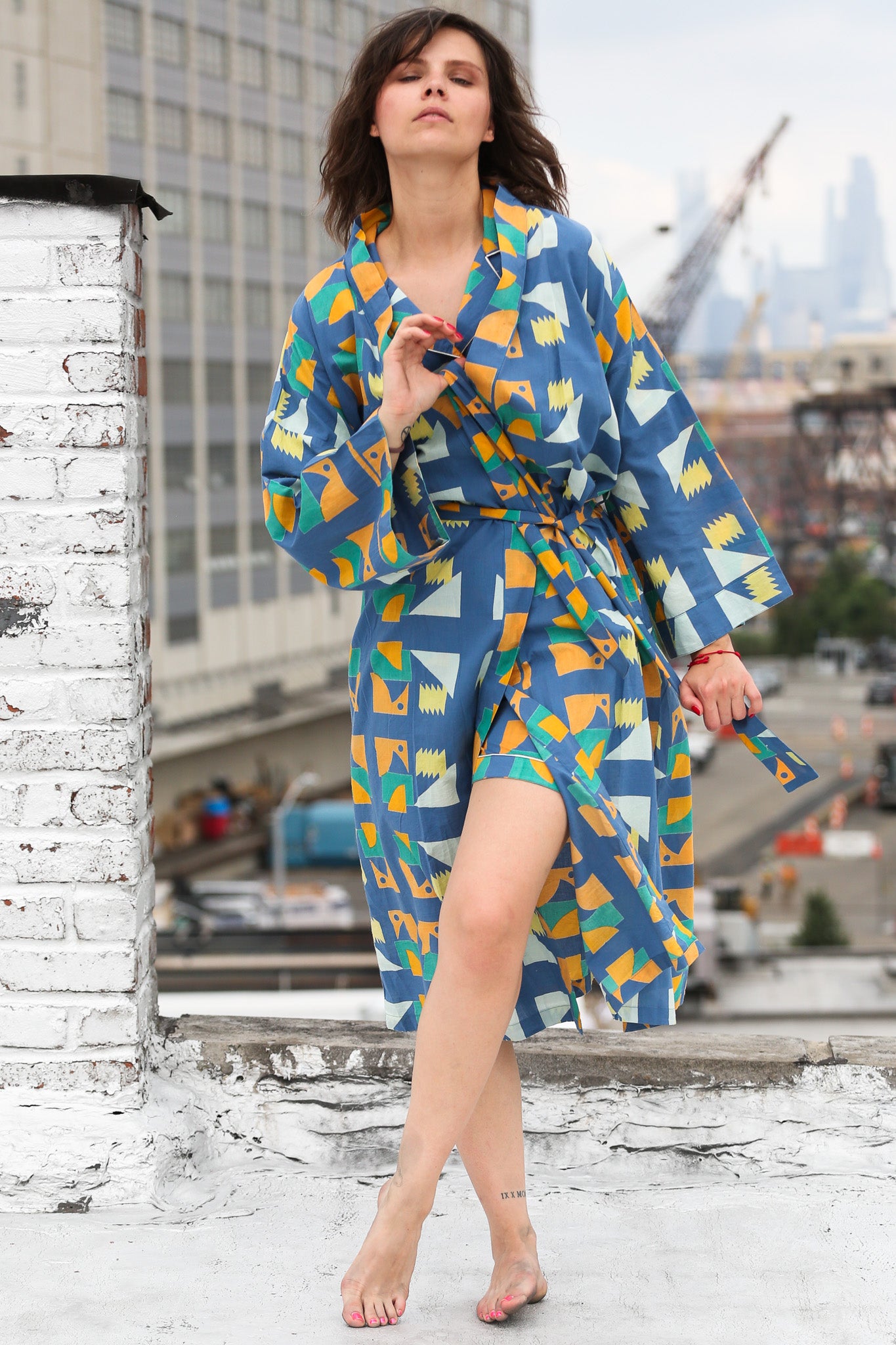 Mint Kimono Robe - Blue