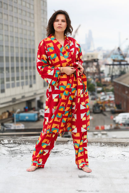 Mint Kimono Robe - Red