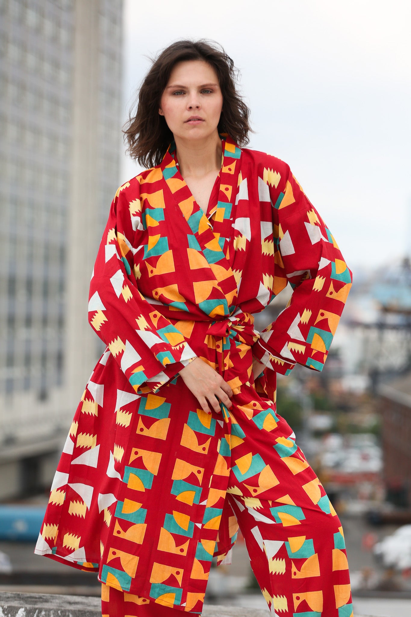 Mint Kimono Robe - Red