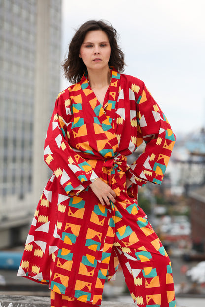 Mint Kimono Robe - Red